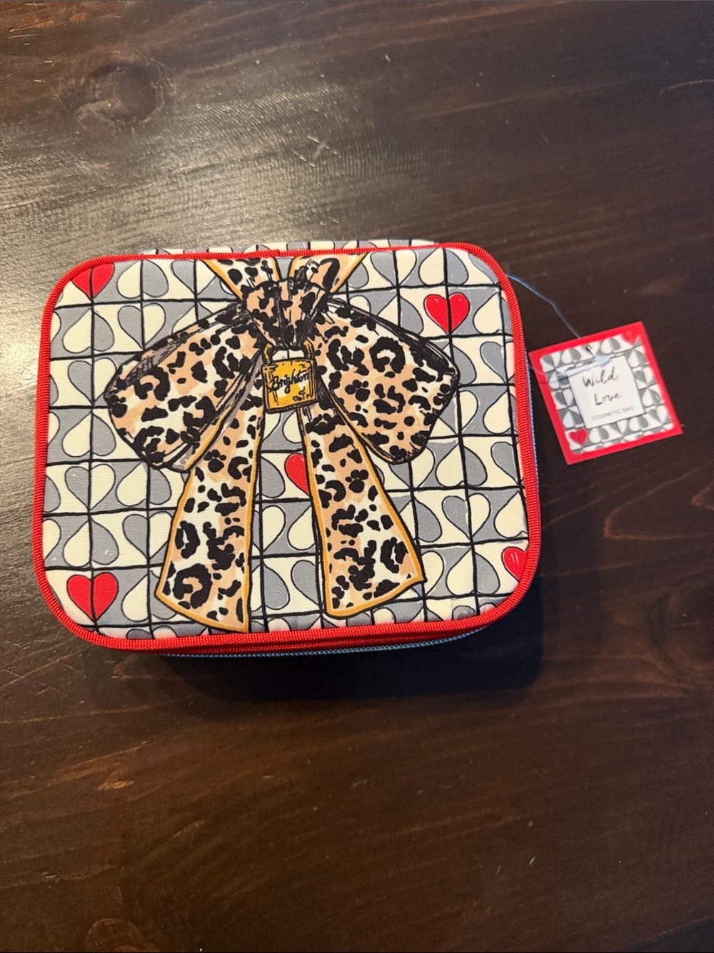 Brighton Leopard Bow Accessory Case - Red Trim
